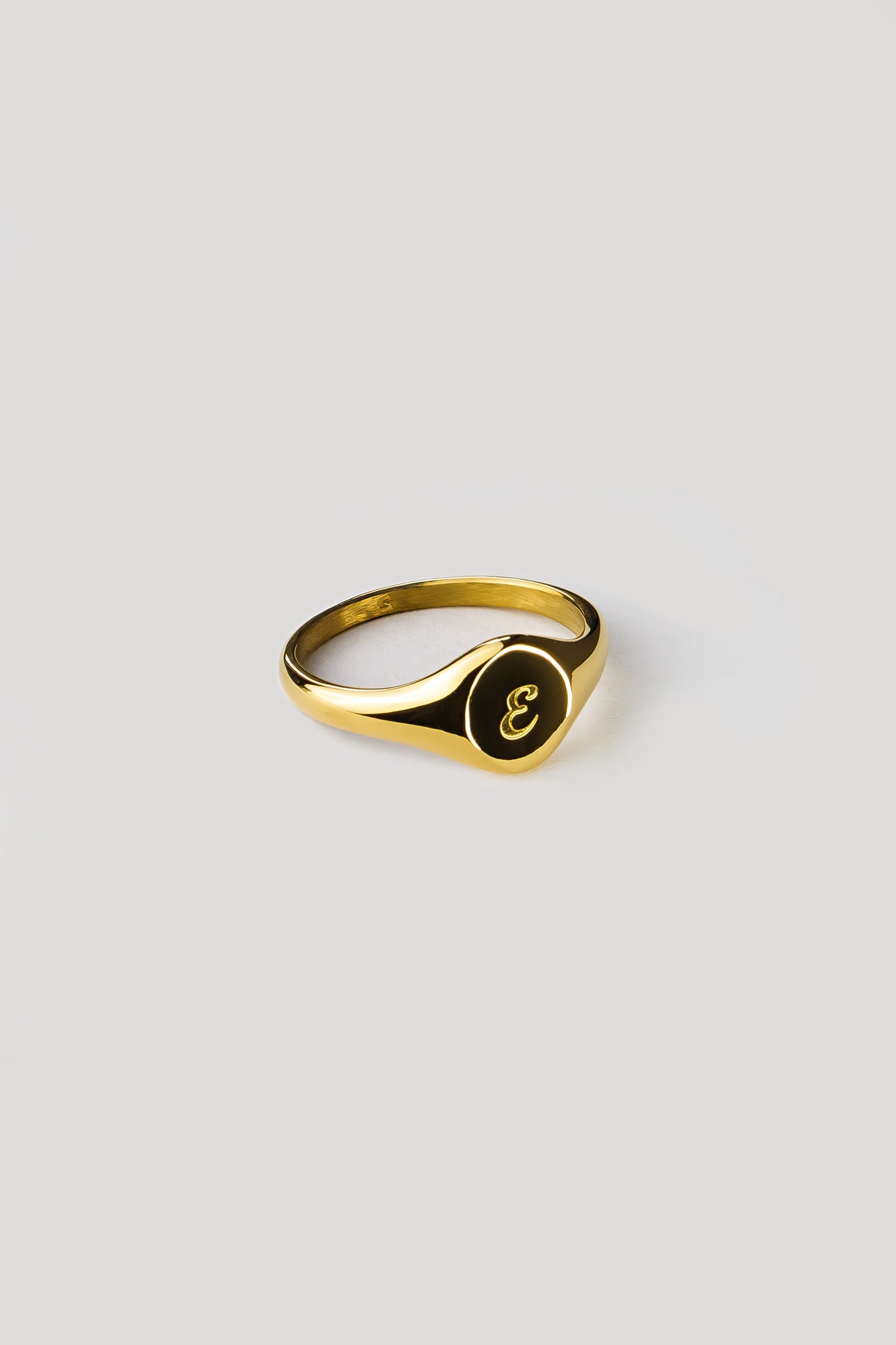 E Gold Signet Ring
