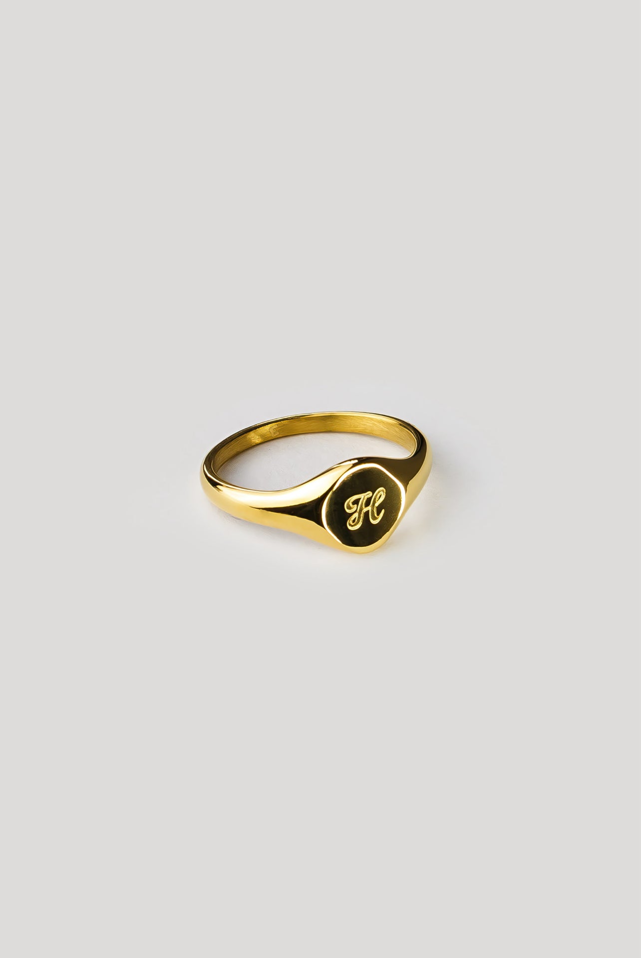 H Gold Signet Ring