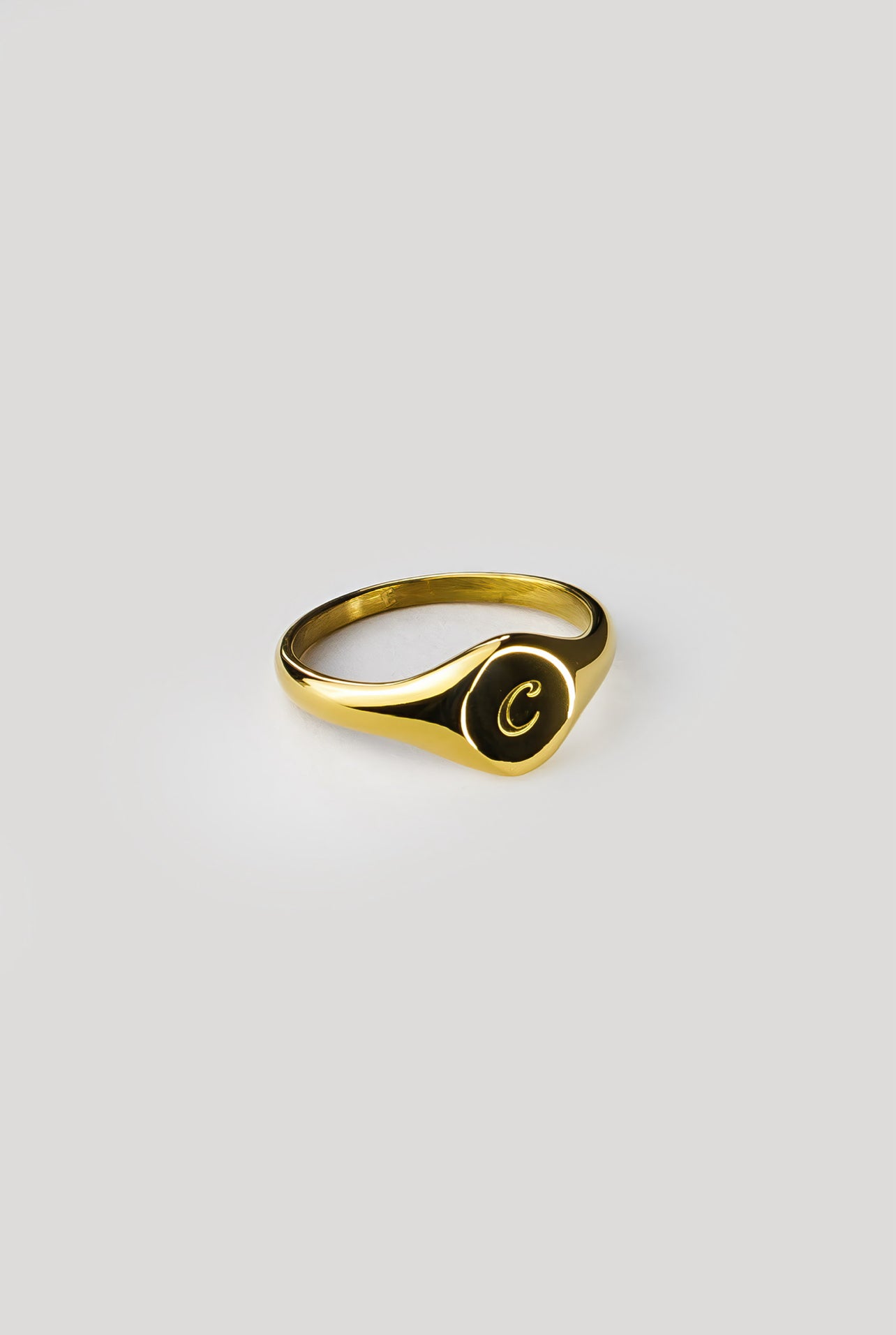 C Gold Signet Ring