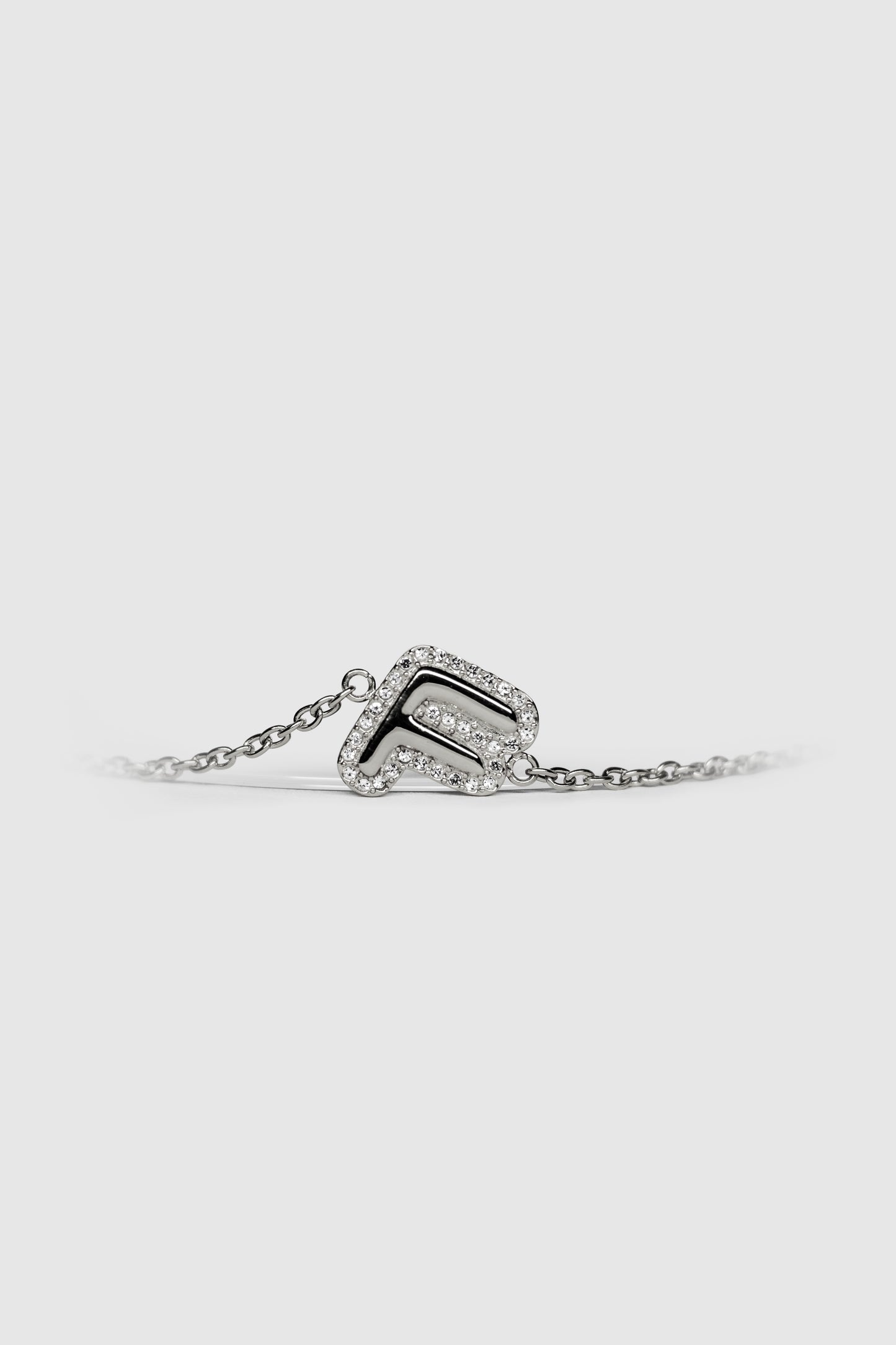 F Silver Initial Letter Bracelet