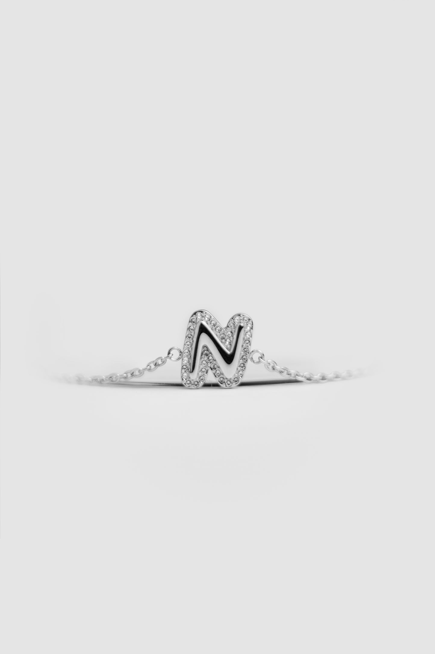 N Silver Initial Letter Bracelet