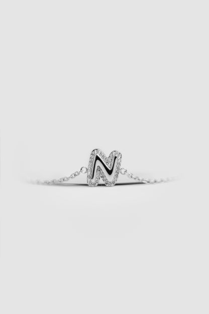 N Silver Initial Letter Bracelet