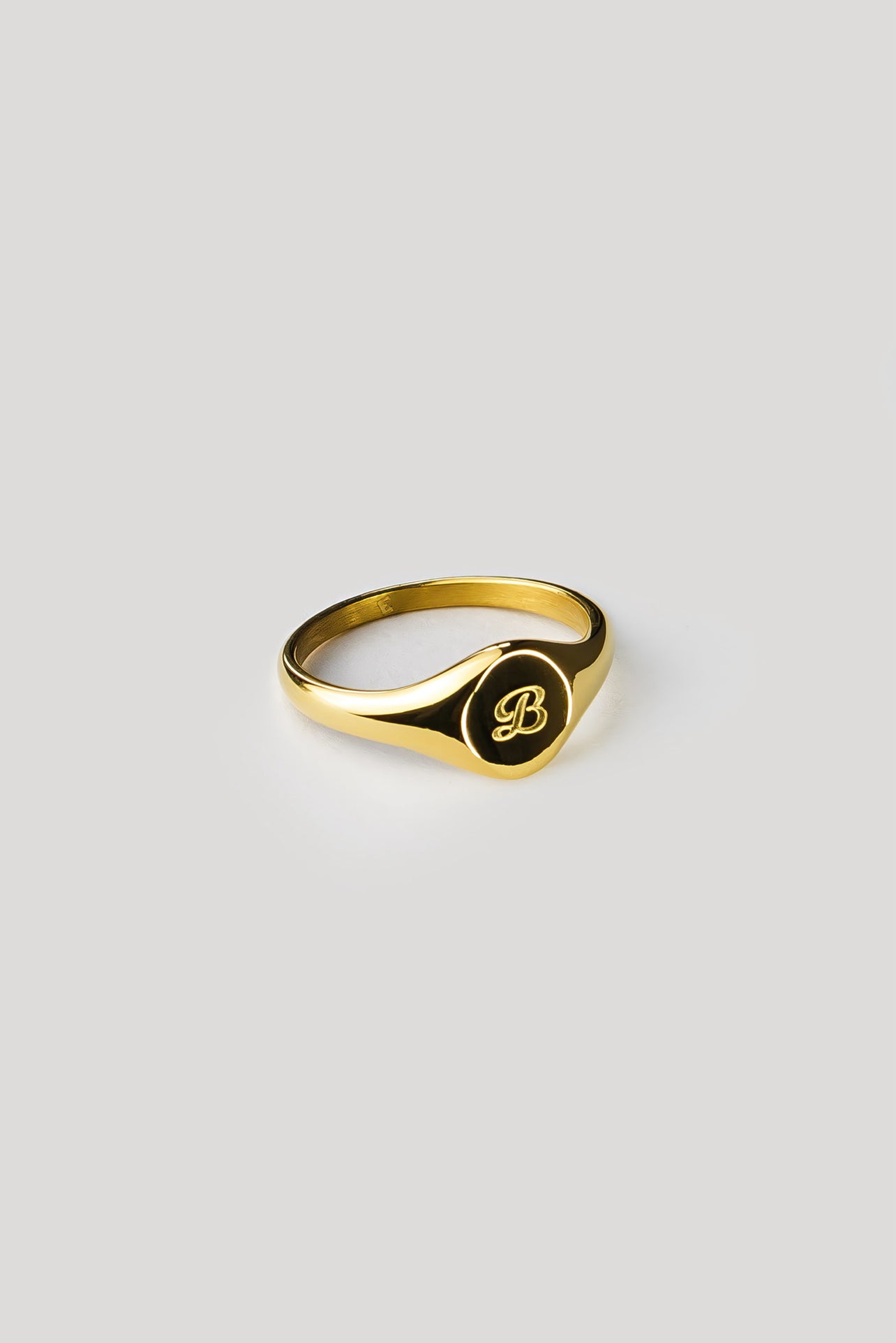 B Gold Signet Ring