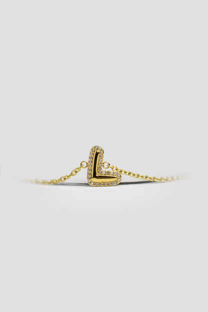 L Gold Initial Letter Bracelet