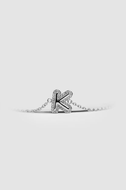 K Silver Initial Letter Bracelet