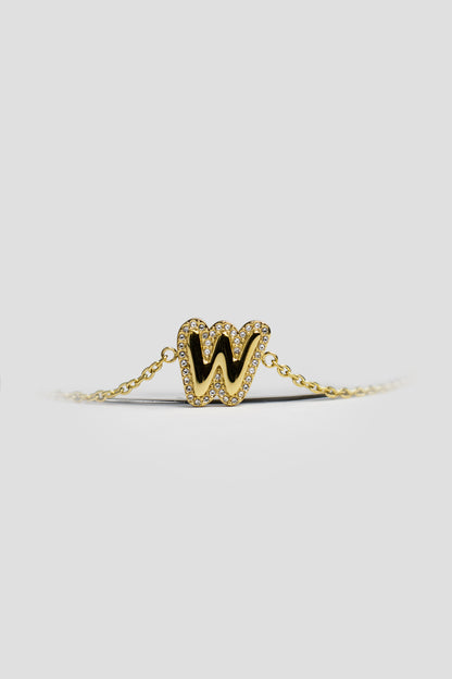 W Gold Initial Letter Bracelet