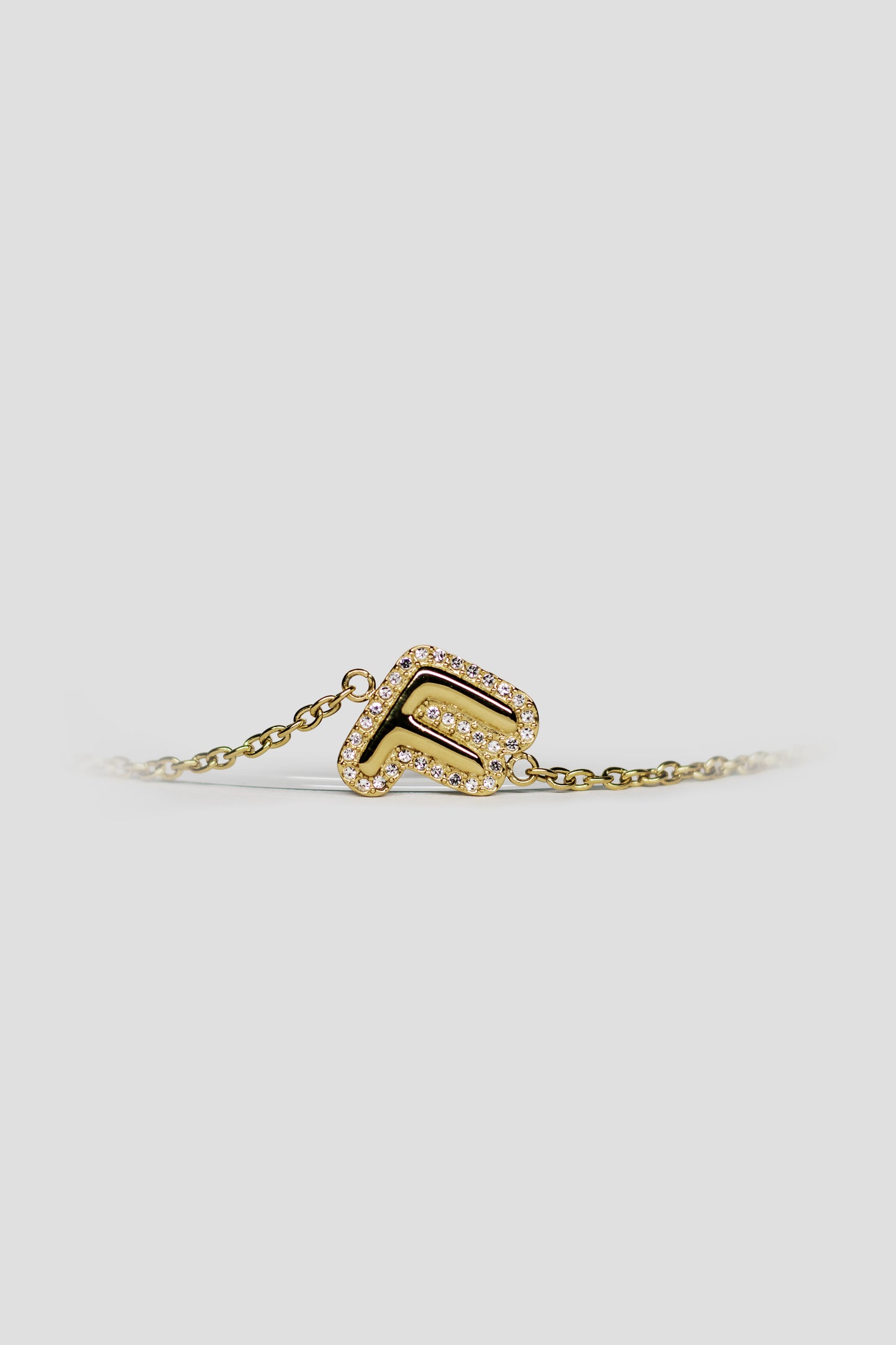 F Gold Initial Letter Bracelet