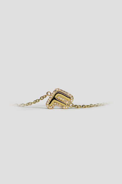 F Gold Initial Letter Bracelet