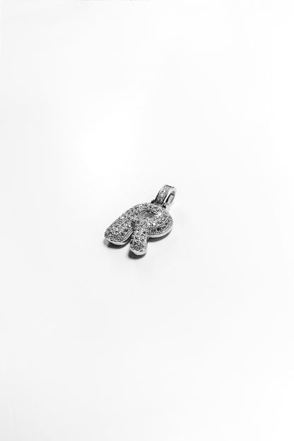 R Bubble Letter Pendant - Silver