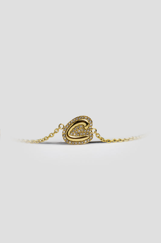 C Gold Initial Letter Bracelet