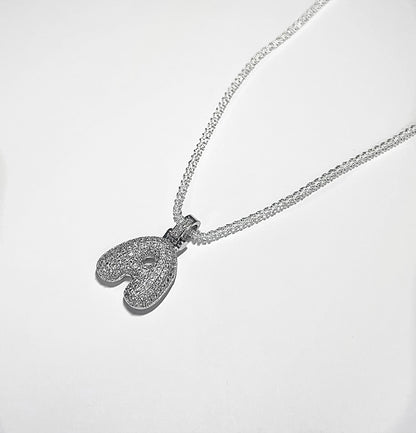 N Bubble Letter Pendant - Silver