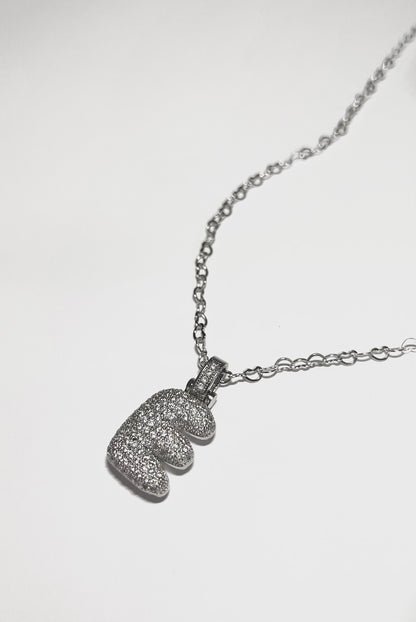 F Bubble Letter Pendant - Silver