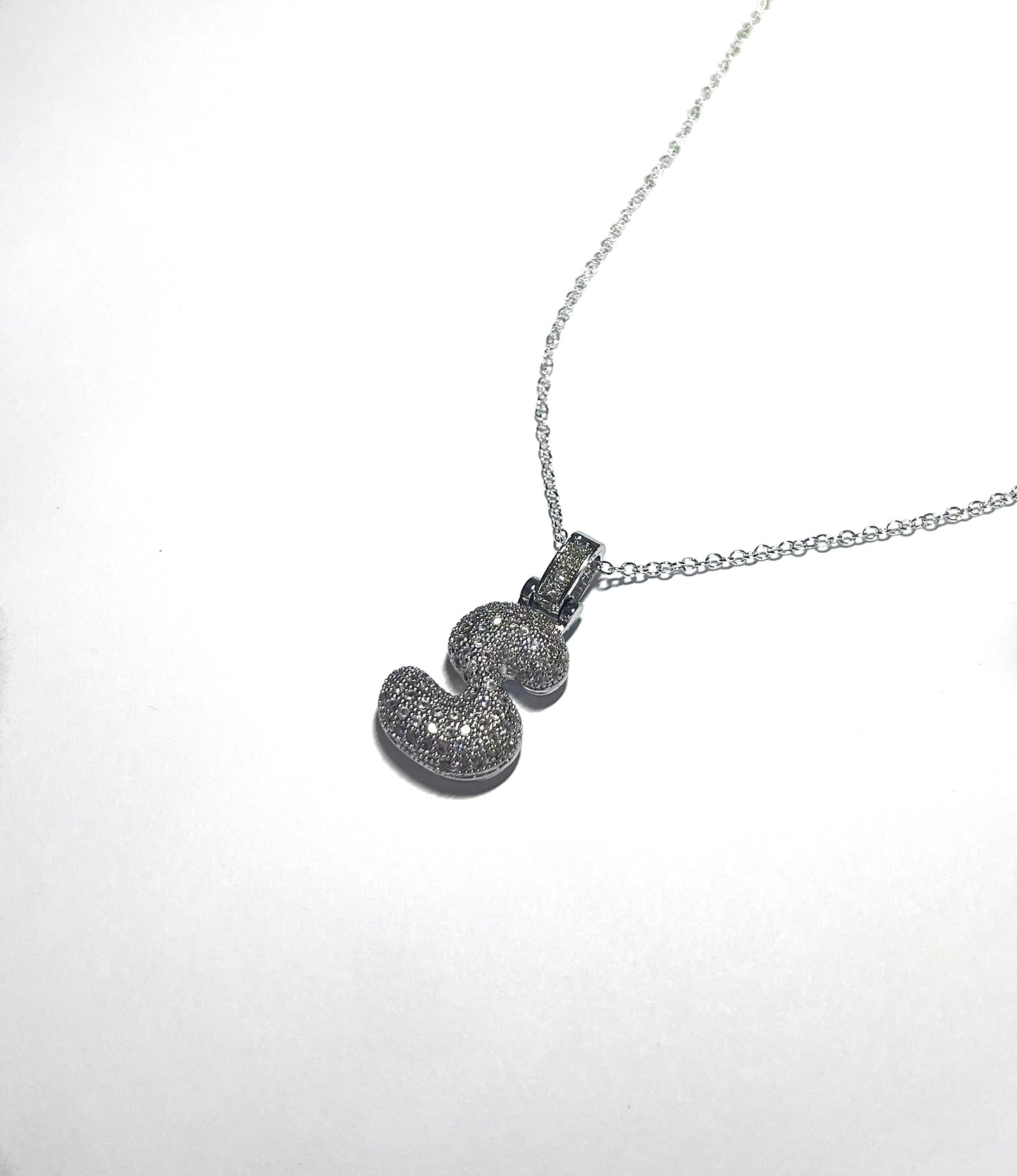 H Bubble Letter Pendant - Silver