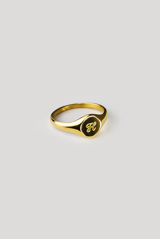 H Gold Signet Ring