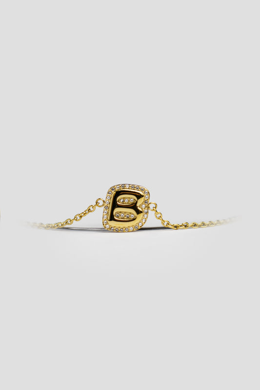B Gold Initial Letter Bracelet
