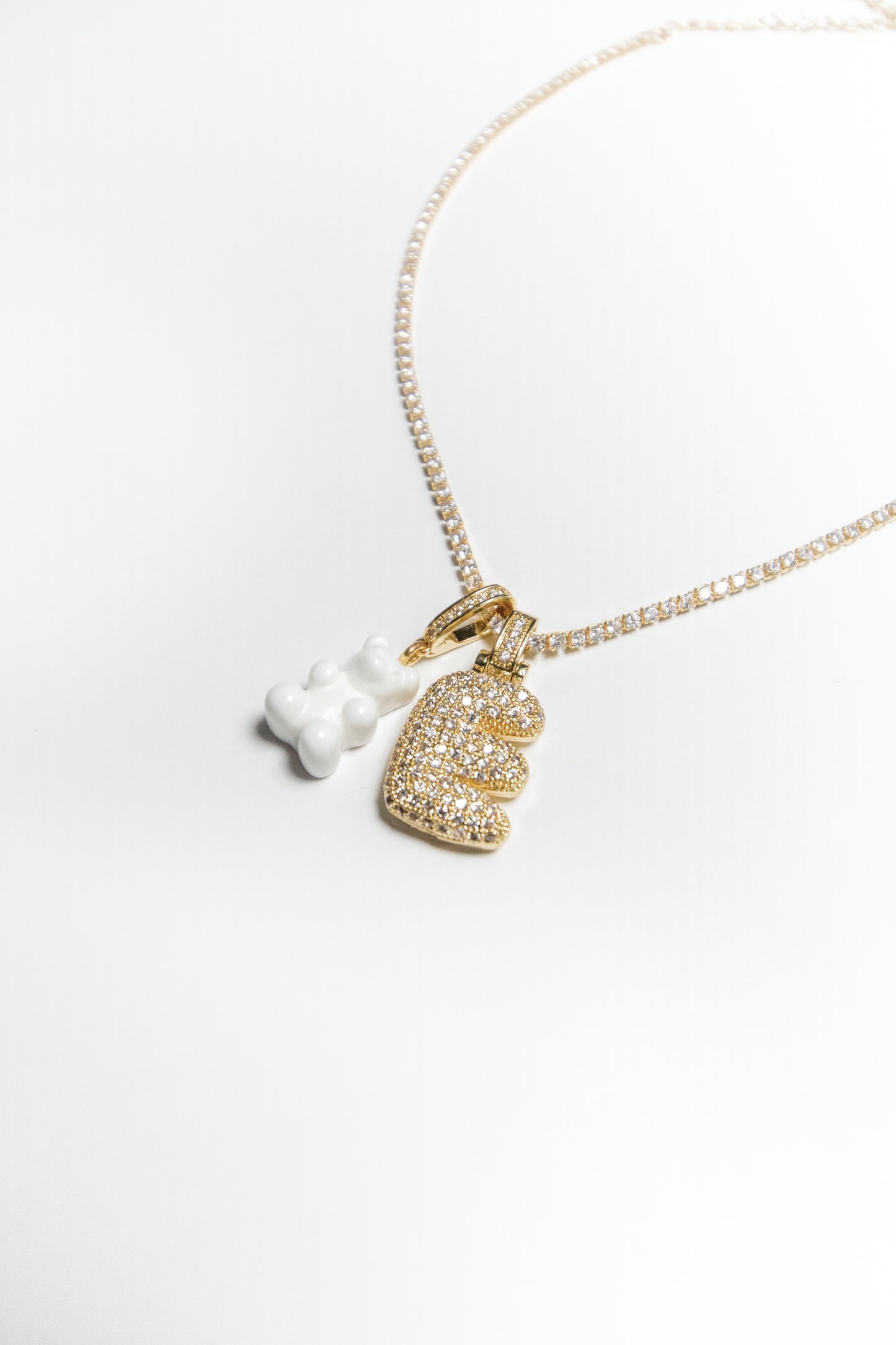 N Bubble Letter Pendant - Gold