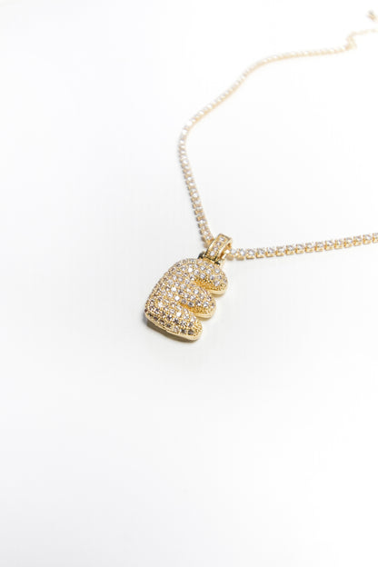 V Bubble Letter Pendant - Gold