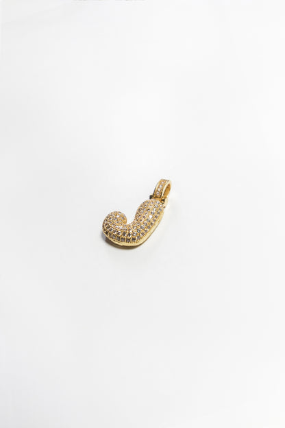 J Bubble Letter Pendant - Gold