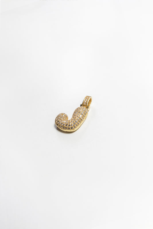 J Bubble Letter Pendant - Gold