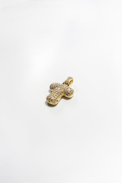 T Bubble Letter Pendant - Gold