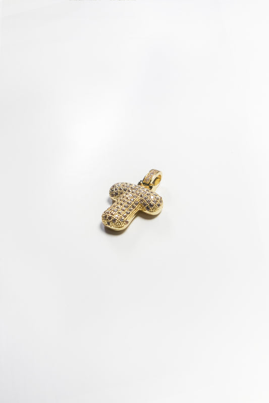 T Bubble Letter Pendant - Gold
